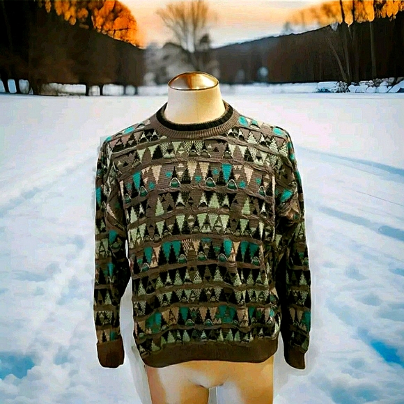 COOGI Wool Knitted Sweater Size XL Made In Australia Multicolor (Turquoise)